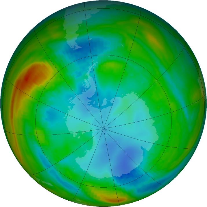 Antarctic ozone map for 02 August 1989